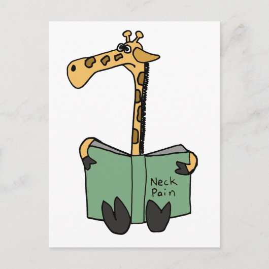 XX- Funny Giraffe Reading Neck Pain Book Cartoon Briefkaart (Voorkant)