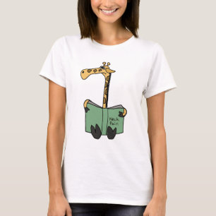 XX- Funny Giraffe Reading Neck Pain Book Cartoon T-shirt