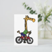 XX- Funny Giraffe Riding Bicycle Cartoon Briefkaart (Staand voorkant)