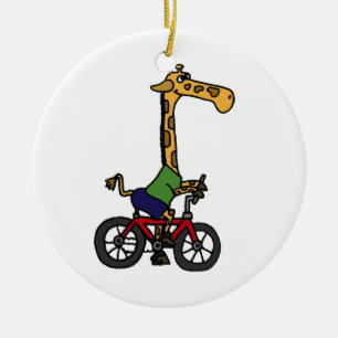 XX- Funny Giraffe Riding Bicycle Cartoon Keramisch Ornament