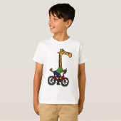 XX- Funny Giraffe Riding Bicycle Cartoon T-shirt (Voorkant volledig)