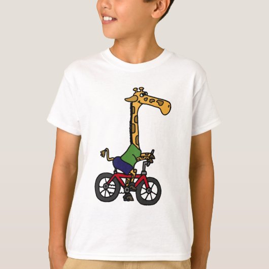 XX- Funny Giraffe Riding Bicycle Cartoon T-shirt (Voorkant)