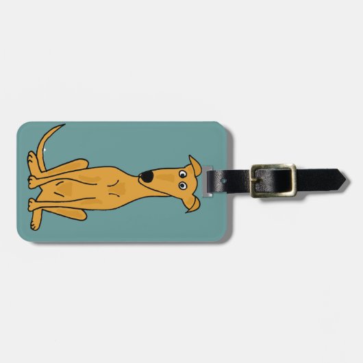XX- Funny Greyhound Dog Cartoon Bagagelabel (Voorkant horizontaal)