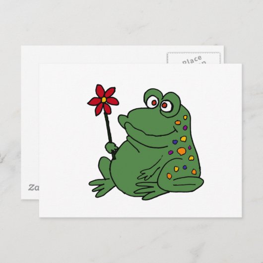 XX- Funny Hippie Frog holding Daisy Briefkaart (Voorkant / Achterkant)