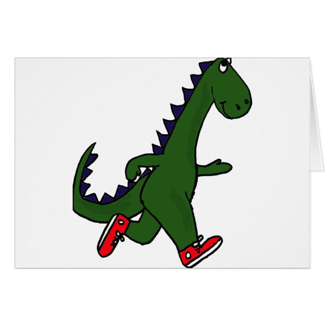 XX- Funny jogging dinosaur met Red Sneakers (Voorkant Horizontaal)