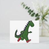 XX- Funny jogging dinosaur met Red Sneakers Briefkaart (Staand voorkant)