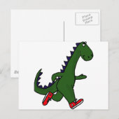 XX- Funny jogging dinosaur met Red Sneakers Briefkaart (Voorkant / Achterkant)