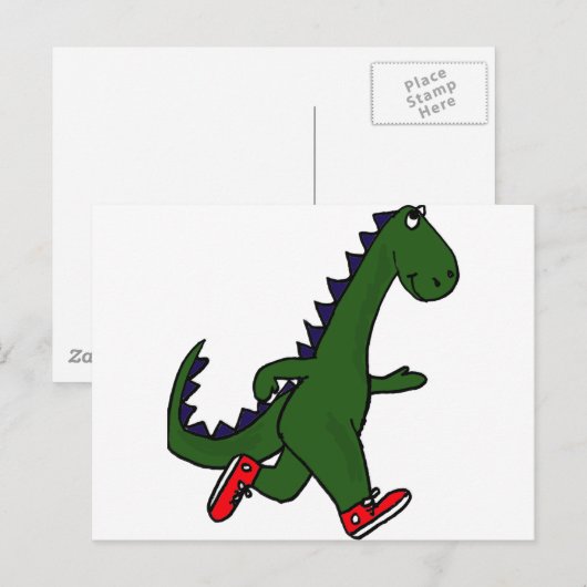XX- Funny jogging dinosaur met Red Sneakers Briefkaart (Voorkant / Achterkant)