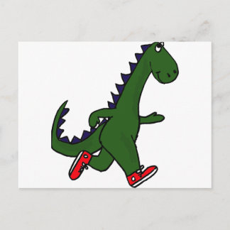 XX- Funny jogging dinosaur met Red Sneakers Briefkaart