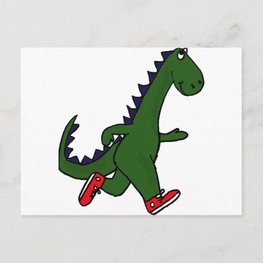 XX- Funny jogging dinosaur met Red Sneakers Briefkaart (Voorkant)