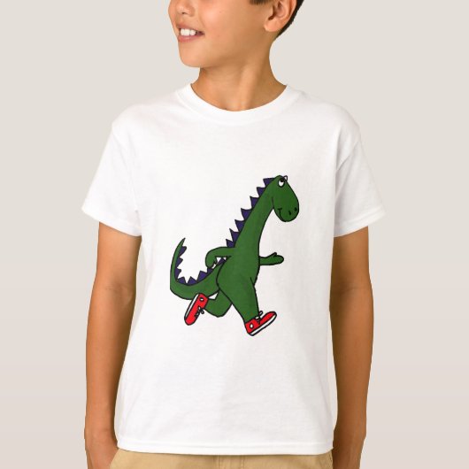 XX- Funny jogging dinosaur met Red Sneakers T-shirt (Voorkant)