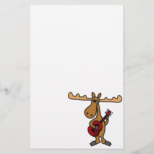 XX- Funny Moose Plays Guitar Cartoon Briefpapier (Voorkant)