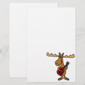 XX- Funny Moose Plays Guitar Cartoon Briefpapier (Voorkant / Achterkant)