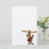 XX- Funny Moose Plays Guitar Cartoon Briefpapier (Staand voorkant)