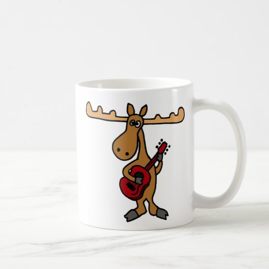 XX- Funny Moose Plays Guitar Cartoon Koffiemok (Rechts)