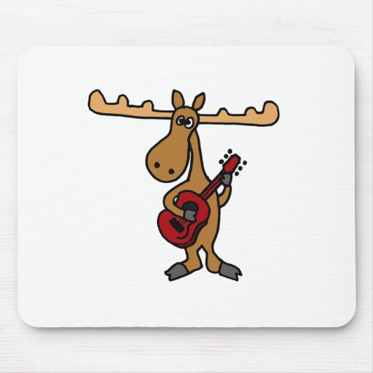 XX- Funny Moose Plays Guitar Cartoon Muismat (Voorkant)