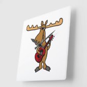 XX- Funny Moose Plays Guitar Cartoon Vierkante Klok (Hoek)