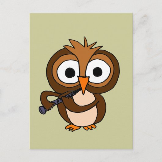 XX- Funny Owl speelt Clarinet Briefkaart (Voorkant)
