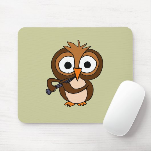 XX- Funny Owl speelt Clarinet Muismat (Met muis)
