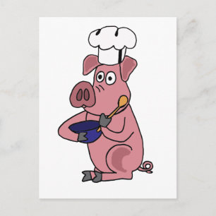 XX- Funny Pig Chef Cartoon Briefkaart