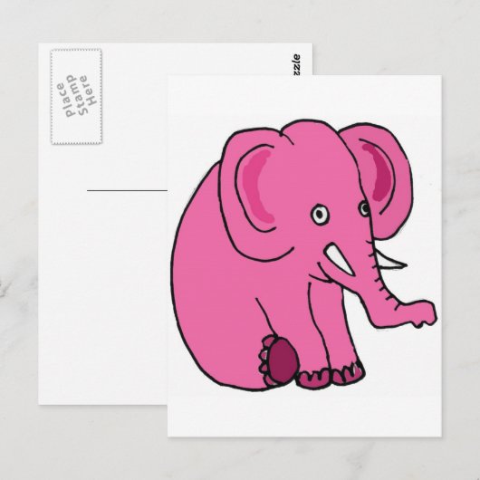 XX- Funny Pink Elephant Briefkaart (Voorkant / Achterkant)