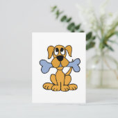 XX- Funny Puppy Dog met Bone Design Briefkaart (Staand voorkant)