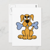 XX- Funny Puppy Dog met Bone Design Briefkaart (Voorkant / Achterkant)
