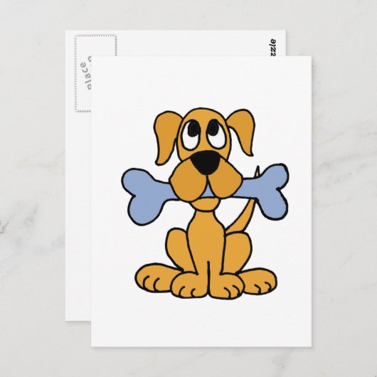 XX- Funny Puppy Dog met Bone Design Briefkaart (Voorkant / Achterkant)