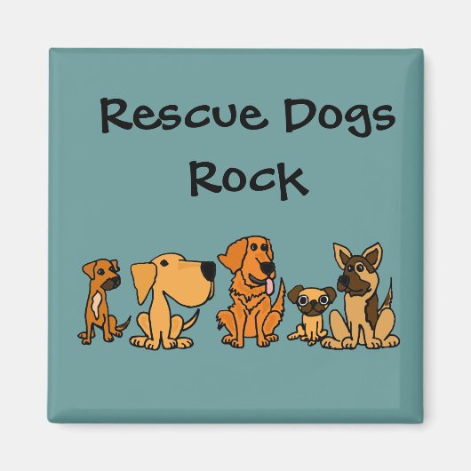 XX- Funny Rescue Dogs Group Cartoon Magneet (Voorkant)
