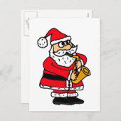 XX-Funny Santa Claus Playing the Saxophone Feestdagenkaart (Voorkant / Achterkant)