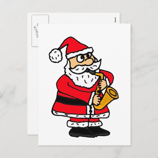 XX-Funny Santa Claus Playing the Saxophone Feestdagenkaart (Voorkant / Achterkant)