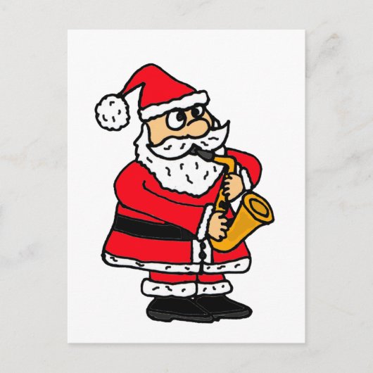 XX-Funny Santa Claus Playing the Saxophone Feestdagenkaart (Voorkant)