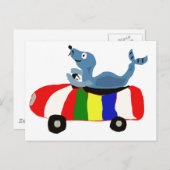 XX- Funny Seal Driving Ball Car Briefkaart (Voorkant / Achterkant)