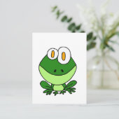 XX- Funny Sitting Green Frog Cartoon Briefkaart (Staand voorkant)
