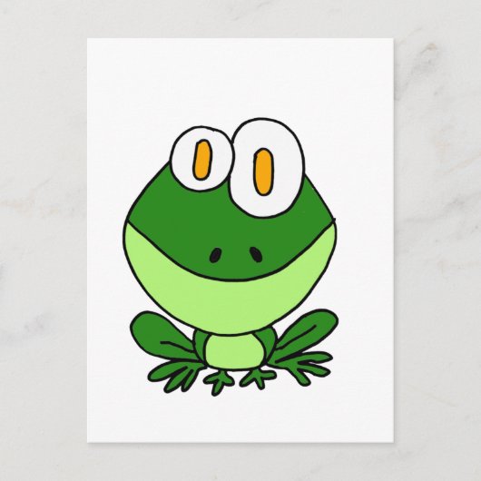 XX- Funny Sitting Green Frog Cartoon Briefkaart (Voorkant)