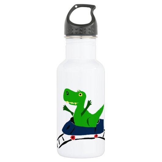 XX- Funny T-rex Dinosaur over Roller Onderzetter A Waterfles (Voorkant)