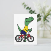 XX- Funny T-rex Dinosaur Riding Bicycle Briefkaart (Staand voorkant)