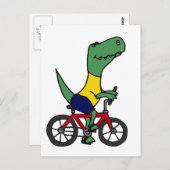 XX- Funny T-rex Dinosaur Riding Bicycle Briefkaart (Voorkant / Achterkant)