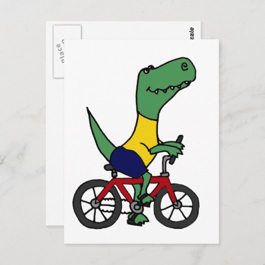 XX- Funny T-rex Dinosaur Riding Bicycle Briefkaart (Voorkant / Achterkant)