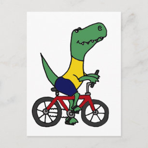 XX- Funny T-rex Dinosaur Riding Bicycle Briefkaart