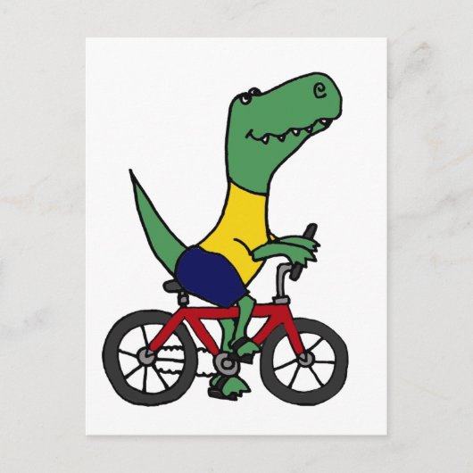 XX- Funny T-rex Dinosaur Riding Bicycle Briefkaart (Voorkant)