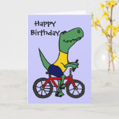 XX- Funny T-rex Dinosaur Riding Bicycle Kaart (Gele Bloem)
