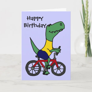 XX- Funny T-rex Dinosaur Riding Bicycle Kaart