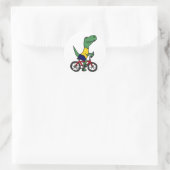 XX- Funny T-rex Dinosaur Riding Bicycle Ronde Sticker (Tas)