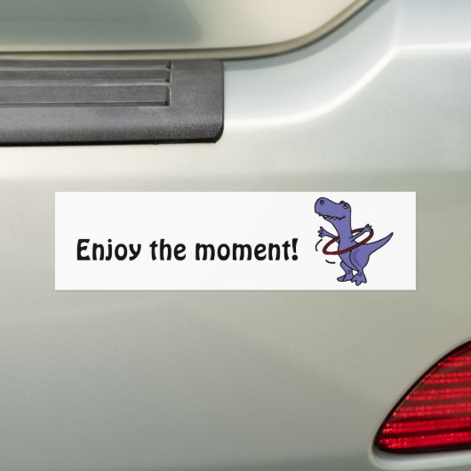 XX- Funny T-rex Dinosaur Using Hula Hoop Bumpersticker (Op auto)
