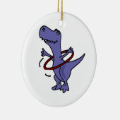 XX- Funny T-rex Dinosaur Using Hula Hoop Keramisch Ornament (Rechts)