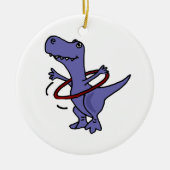XX- Funny T-rex Dinosaur Using Hula Hoop Keramisch Ornament (Voorkant)