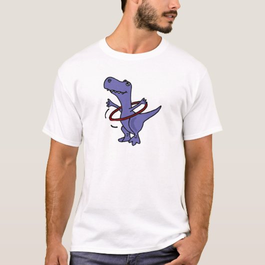 XX- Funny T-rex Dinosaur Using Hula Hoop T-shirt (Voorkant)