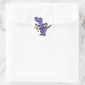 XX- Funny T-rex Dinosaur Using Hula Hoop Vierkante Sticker (Tas)