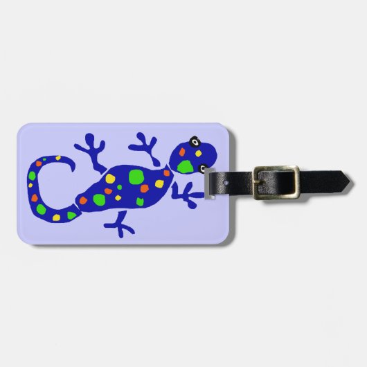 XX Gecko Primitieve Kunst Cartoon Bagagelabel (Voorkant horizontaal)